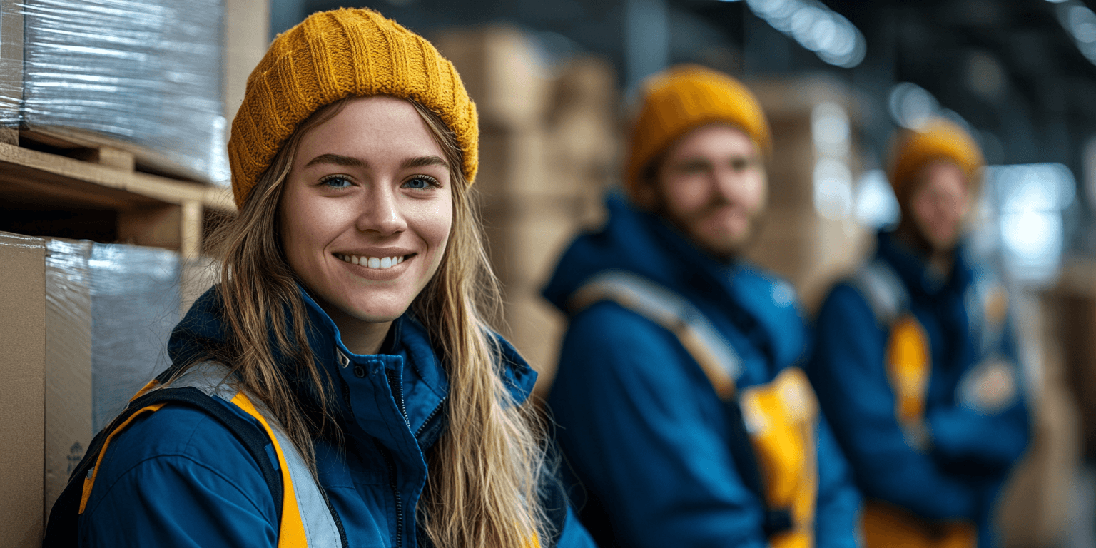 Team av yrkespersoner som samarbetar om outsourcade logistikstrategier